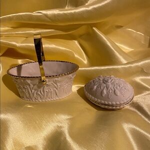 Elegant Lenox Easter Basket and Easter Egg Box with Gold Accents